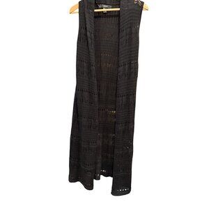 Forever 21 Womens Black Sleeveless Crochet Knit Vest Cardigan Size S